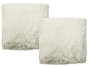 jilda-tex Set Kissenbezug mit Füllung Sofakissen Dekokissen Kissenbezüge Couchkissen Weich Kissenbezug Zierkissenbezug in Felloptik Rabbit Deluxe 750 GSM Kunstfell Fellimitat (Weiß, 2X 45x45 cm)