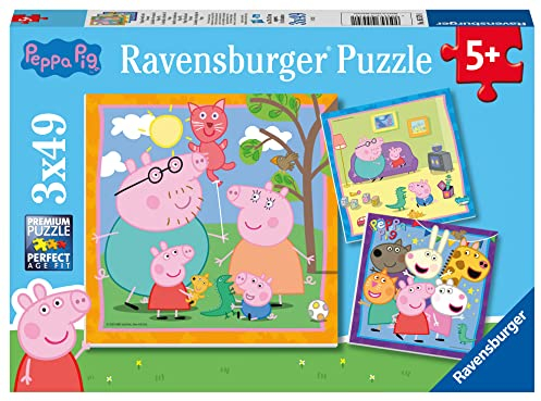 Ravensburger Kinderpuzzle 05579 - Peppas Familie und Freunde - 3x49 Teile Peppa Pig Puzzle für Kinder ab 5 Jahren