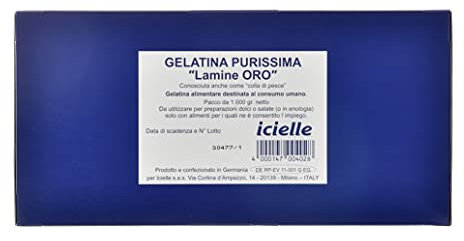 Gelatina in fogli, colla di pesce, per preparazioni dolci o salate, 1 kg