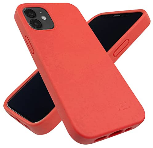 LOAM & LORE Biodegradable Phone Case for iPhone 12 Mini, Plastic Free Eco Friendly Phone Case, Plant Based Compostable iPhone 12 Mini Case, Premium Zero-Waste Phone Cover (Crimson Coral) Red