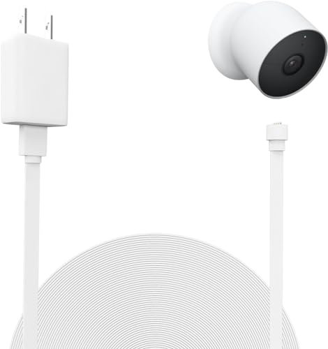 UYODM Power Cable Compatible with Google Nest Cam Outdoor or Indoor, Battery - 32.8 ft/10m Weatherproof Charging Cable Power Your Nest Cam (Battery) Continuously - White