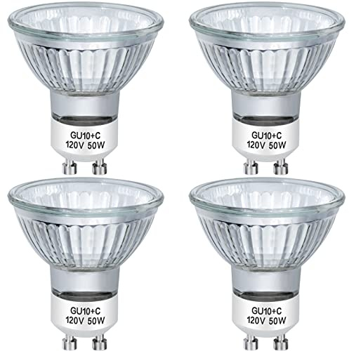 YBEK GU10 Halogen Bulbs 50W 120V MR16 for Scent Wax Burner, Dimmable Warm White, Pack of 4