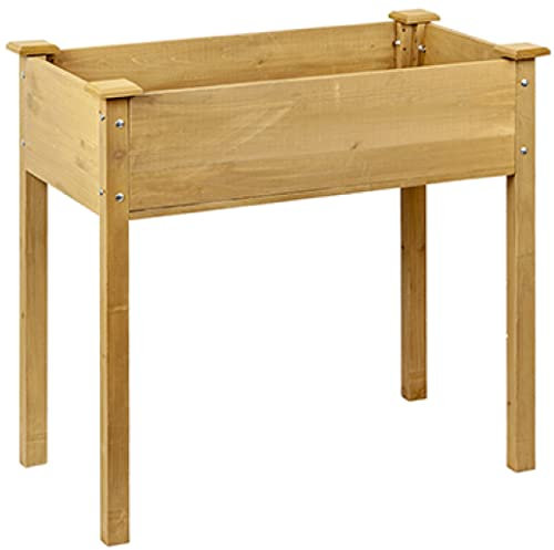 Stunning Brown Wooden Raised Planter - 85.5cm x 45cm x 81cm (1 Pc.) - Perfect for Flowers, Veggies & Herbs