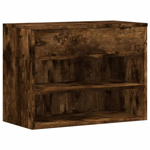 vidaXL Shoe Bench Smoked Oak 60x30x45 cm Engineered Wood | Lots of space for your stuff, You can sit and store things at the same time, Modern design that suits any hallway