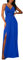 JENJON Femme Robe à Epaules Dénudées Col V Elegant Manches Courtes Casual Robes Solide de Vacances sans Manche Eté A-Bleu M