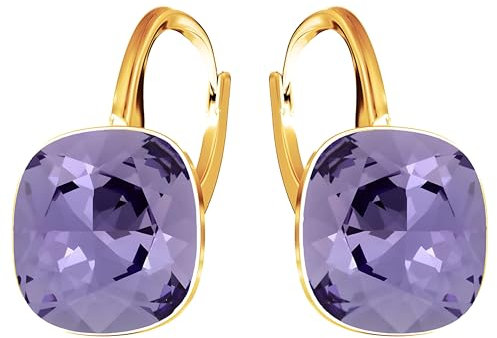 Square Stupendi orecchini con comoda chiusura realizzati in argento sterlina 925 placcati con oro a 24 carati regalo per la Festa della Mamma, compleanni, onomastici o anniversari (Tanzanite)