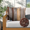 Kissenbezug 50x50 Braun Grau Wasserdicht 2er Set Outdoor Vintage Landhausstil Streifen Leinenoptik Kissenbezüge Wasserdichte Kissenhülle für Sofa Wohnzimmer Balkon Terrasse Garten Outdoor Außen