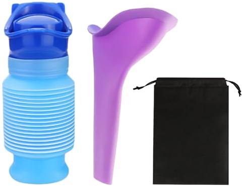 MEMOFYND 1 urinoir portable avec 1 entonnoir, 1 sac de rangement, bouteille d'urine télescopique, urinoir d'urgence anti-fuite pour hommes et femmes, toilettes portables