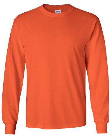 Gildan Men's Ultra Cotton Long Sleeve T-Shirt, Style G2400 (US, Alpha, X-Large, Regular, Regular, Orange)