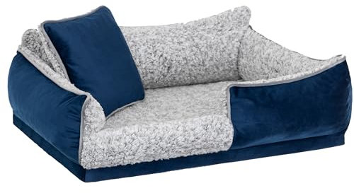 DOGGY Hundebett, Hundematratze, Hundecouch, für kleine und mittel Hunde, Hundekissen, Hundekorb, Haustier, Schlafplatz, Hundemöbel, Marineblau, S: 45x32 cm