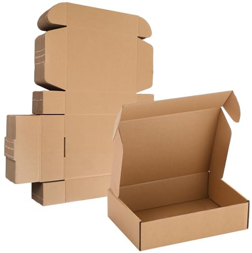 Qilery 100 Pcs Shipping Boxes Brown Cardboard Boxes Corrugated Cardboard Boxes Mailer Boxes Corrugated Packaging Boxes for Packaging Mailing Small Business Presents (9.06 x 6.3 x 2.36 Inches)