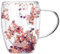 350ml Blumen Doppelschicht Glasbecher, Trockenblumen-Doppelglas, Doppelwandige Glasbecher Tasse Mit Trockenen Blumen, hohe Borosilikatglas, Isolierte Kaffeetasse Für Kalte Und Heiße Getränke
