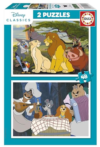Educa - Kinderpuzzle Disney Tiere | 2x48 Teile Puzzleset | Disney Tiere, Kinderpuzzle ab 4 | ab 4 Jahren (19996)