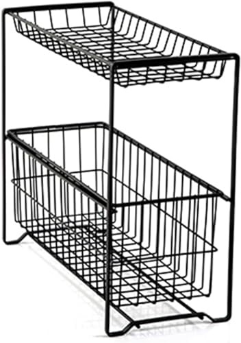 KanDuo Kitchen Sink Area Organiser,kitchen gadgets，2 Tier Under Sink Organizer And Storage Bathroom Kitchen Restroom Cabinet Organization And Storage (Color : Black, Size : 38x15x32cm)