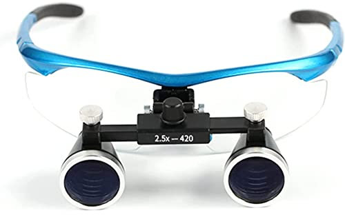 Lupenbrille Beleuchtete Kopflupe Mit Licht, LED 3,5X/2,5X Kopfbandlupe Stirnlupe Brillenlupe Mit Beleuchtung Für Die Stomatologie Dental Orthopädie Naht Chirurgie Pädiatrisch (Size:2.5X,Color:Blau)