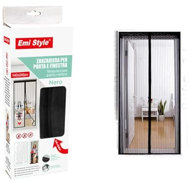 Tenda Zanzariera Magnetica Per Porta Finestra Con Adesivo, Zanzariera Anti Insetti, Facile da Installare (140x240cm, Nero)