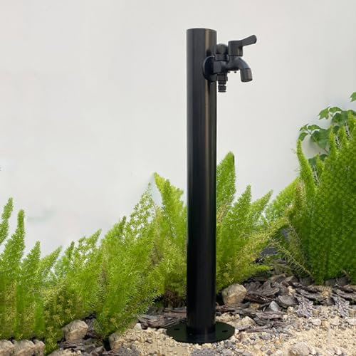 FUYAO Colonne d'eau de Jardin Verticale cylindrique en Acier Inoxydable 304, Support de Tuyau autoportant avec Robinet de Verrouillage, Distributeur d'eau de Robinet antigel extérieur