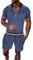 Generisch Sportanzug Herren Shorty Freizeitanzug Jogging Anzug Elegant Schwitzanzug Sommer Outfit 2 Teiler Kurzarm Schlafanzüge Jumpsuit 2024 Anzug Herren Sport Outfit Herren