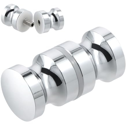 Anseom Shower Door Handle - Round Aluminium Alloy Pull Knob, Chrome for Glass Doors (30mm)