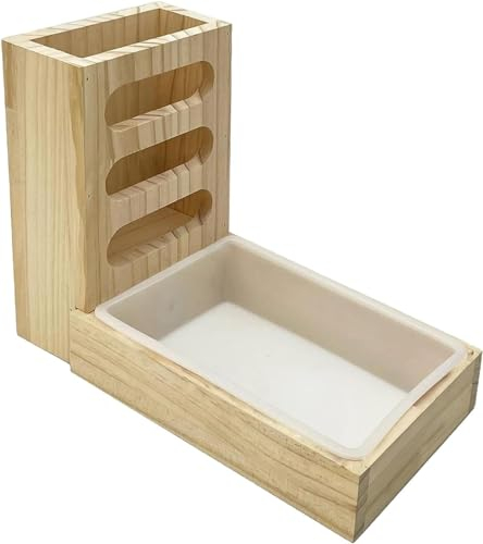 Kaninchen 2 in 1 Heu Futterstation mit Katzentoilette Heu Halter Kaninchen Heuraufe Käfig Zubehör Bunny Heu Halter Bunny Heu Krippe Kaninchenklo mit Heu Futterstation Meerschweinchen für Kaninchen