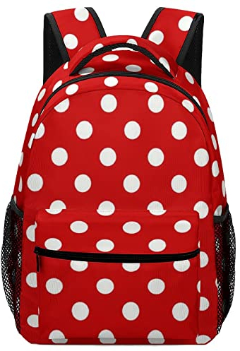 TDTRADD Rucksack mit roten und weißen Punkten, für Laptop, Freizeit, Büchertasche, doppelte Schultertaschen, Business-Tagesrucksack für College, Reisen, Erwachsene, siehe abbildung, One size