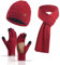 Yoolhamy Mütze Schal Handschuhe Set Damen, 3pcs Wintermütze Damen Beanie mit Mütze Fleece Gefütterte Wärmer Schla Touchscreen Handschuhe Damen Winter Thermo Strickmütze für Outdoor-Skimütze