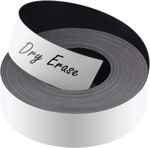 Magnetband, 5 cm x 10 m, trocken abwischbar, weiße Magnetetiketten, wiederverwendbar und gravierbar, flexibles Magnetklebeband.