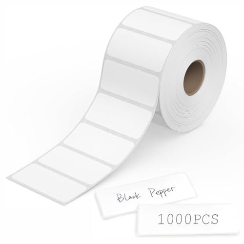 1000 Sticky Labels Roll, Self-Adhesive Blank Label, 60×30mm White Removable Label Suitable for Frozen Food, Kitchen, Supermarket, Office Supplies, Refrigerators, Laboratory Fridge Jam and Spice Jars