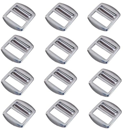 12 Pcs Slide Ladder Lock Buckle Adjustable Metal Buckle for Waistcoat Backpack Webbing Straps Bag Accessories (20mm)
