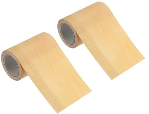 PATIKIL 80mmx4,57m Klebefolie Holzoptik Bordüre Selbstklebend Reparatur Klebeband Holzoptik Klebetapete, 2 St. Ahorngelb Holzfolie Selbstklebend Möbelfolie Holzoptik Tapete für Böden Tür
