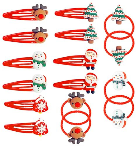 16 Stück Haarspangen Kinder Weihnachten - Weihnachts Haarschmuck Haarspangen, Haarspangen Weihnachten für Kinder Mädchen Weihnachtsschmuck Weihnachtsgeschenke