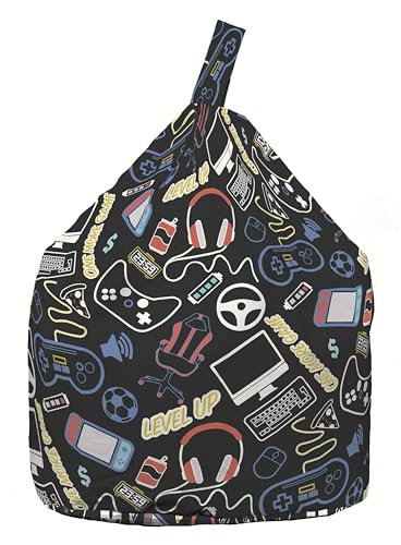 Bean Lazy ® 100% Cotton Child Size Black Retro Gaming Esports Bean Bag With Filling