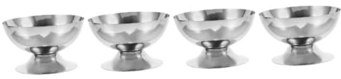 Cabilock 4 Stück Eisbecher edelstahlschüsseln edelstahlnapf tapasschalen jogurtbecher dessertschüsseln Restaurant-Puddingbecher Dessert-Serviertasse Dessertbehälter Rostfreier Stahl Silver
