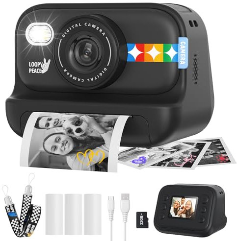 Cámara de impresión instantánea para niños, regalos de cumpleaños para niñas y niños de 3 a 12 años - Cámara de video 1080P para niños, ideas de regalo para niños de 3, 4, 5, 6, 7, 8, 9, 10, 11, 12