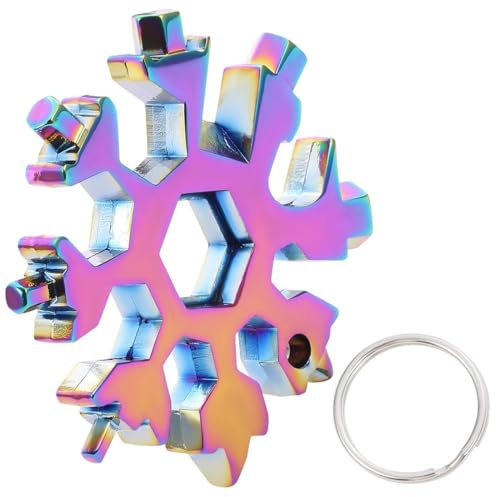VODAFQS 18-in-1 Schneeflocken Multifunktionales Multitool aus Edelstahl, tragbares Schneeflocken Werkzeug mit Schlüsselanhänger, ideales Weihnachtsgeschenk für Männer, Camping & Outdoor Werkzeuge