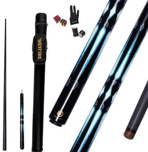 Taco de billar profesional de 10,5 mm y fibra de carbono, taco de billar profesional de 57 pulgadas con guante, 2 piezas de tiza y funda, perfecto para mesas de billar y juegos de mesa de billar