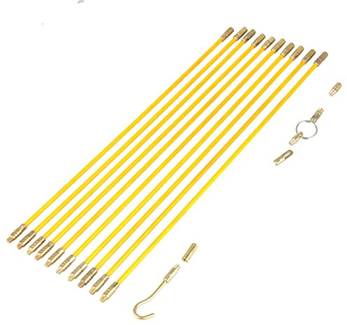 Kit de Course de Câble en Fibre de Verre de 10 Mm de 10 Pièces pour Fil électrique avec Tiges de Poussée et de Traction