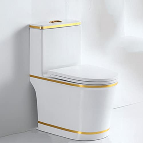 QUSYZD Längliche Toilette, weiße Phnom Penh European Light Luxus-Keramiktoilette, Doppelspülsiphon Vortex 8.0 Leise Toilette mit großem Durchmesser, geeignet für Badez,A