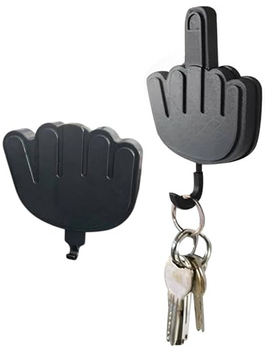 WUNZILO 2 pcs Schlüsselhaken, Schlüsselbrett, Lustiger Schlüsselorganizer, Mittelfinger, F-U-C-K-Handgeste, Schlüssel Organizer Wand Schwarz, Schlüsselhalter für Wandhaken Dekor, key holder