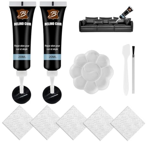 Leder Reparatur Set Schwarz, 2 Stück Lederreparatur Creme, Flüssigleder Sofa Restaurator, Lederreparaturset Schwarz, Leather Repair Gel, für Lederprodukte Wie Autositze,Sofas,Schuh