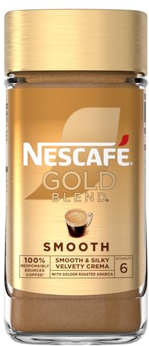 Nescafé Gold Blend Smooth Instant Coffee 190g | Pack of 1 | Silky smooth taste with velvety crema; golden roasted Arabica and Robusta; intensity 6