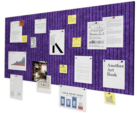 LUPATDY Pinnwand 60 * 40cm, Filz Pinnwand Selbstklebend Memotafeln Bulletin Board, Memo Filzboards Wanddekoration, Visionboard 0,9cm Dick, Faltbare Fototafel mit Pinnadeln Violett