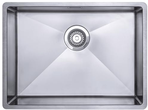 Austen & Co. Sicilia Stainless Steel Kitchen Sink – Large Single Bowl, Inset or Undermount – Brushed Finish, Sound Insulation, 590 x 440mm