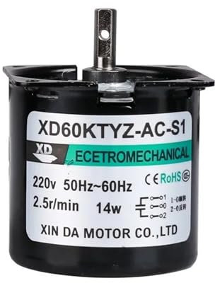 KWWEWEB 1 Moteur à Aimant Permanent 60KTYZ 220 V, réducteur de Vitesse, Petit Moteur 14 W, Micro Moteur à Courant Alternatif monophasé(60 RPM)