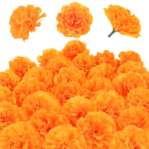 SOPSTUO Ringelblumen-Dekoration, Tag der Toten, künstliche Blütenköpfe für Diwali, Halloween-Party, DIY-Kränze, Basteln, 20 Stück