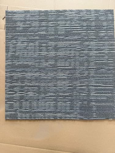 Silver Grey Stripe 20pcs Carpet Tiles 50x50 cm | 5 SQM Carpet Floor Tiles | Heavy Duty Non-Slip Flooring Rugs for Commercial Retail, Office, Home, Kitchen, Bedroom, Living Room, Bathroom