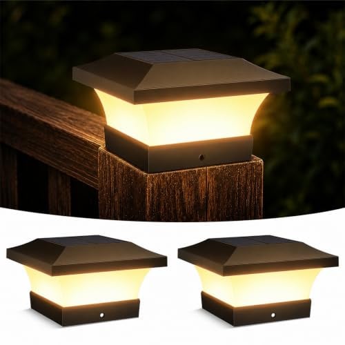 ILIKEPOW Solar Pfostenkappe 10x10, 2 Stück LED Zaunpfosten 3000K Warmweiß | IP65 Wasserdichte Pfostenleuchte Solar, Solarlampen für Holzpfosten, Treppen, Garten, Eingang, Auffahrt