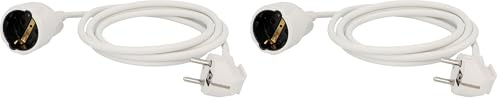 UNITEC Schuko-Verlängerung, H05VV-F3G 1,5mm², IP20, 2 m, weiß (Packung mit 2)