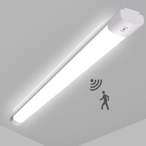 LEOEU LED Feuchtraumleuchte mit Bewegungsmelder 60cm, 20W 2200LM IP65 Kellerleuchte, Kellerlampe LED 4000K, LED Röhre mit Sensor für Garage Flur Keller Treppe Büro