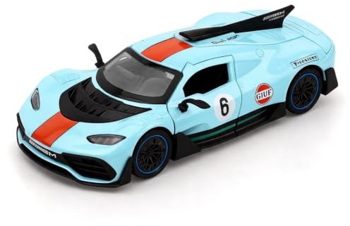 BGHSCA AMG ONE Modellautos im Maßstab 1:32, Spielzeugautos aus Metall mit Rückzugmechanismus, Sound und Licht, Modellfahrzeuge in Spielzeug für Kinder und Erwachsene, Geburtstagsgeschenk Blau